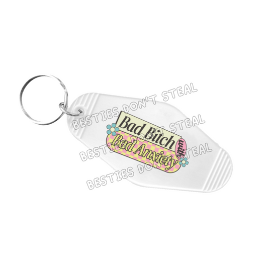 Bad Bitch Bad Anxiety Motel Keyring UVDTF (#6A)