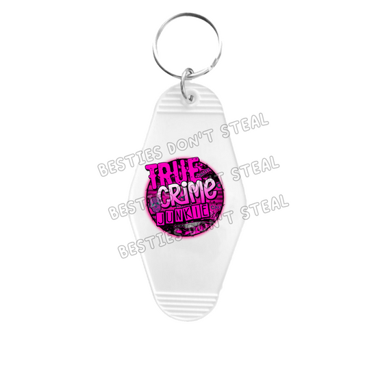 True Crime Junkie Motel Keyring UVDTF (#50A)