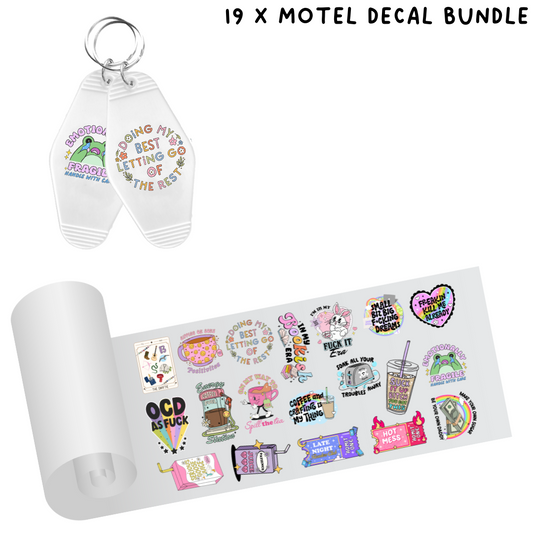 19 X Motel Keyring UVDTF decal bundle  - Sheet 5 (#71)