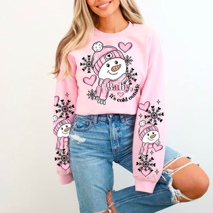 Baby its cold outside pink with sleeves | DTF TRANSFER