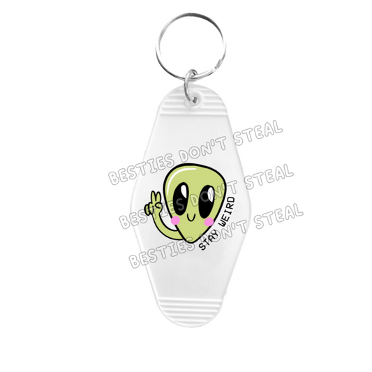 Stay Weird Motel Keyring UVDTF (#45A)