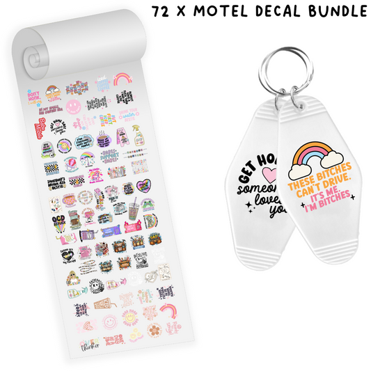 72 Motel Keyring UVDTF decal bundle