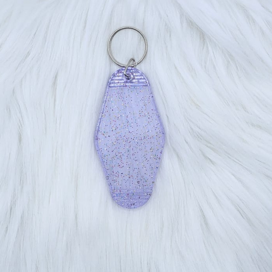 #23 - Purple clear glitter Motel Keyring