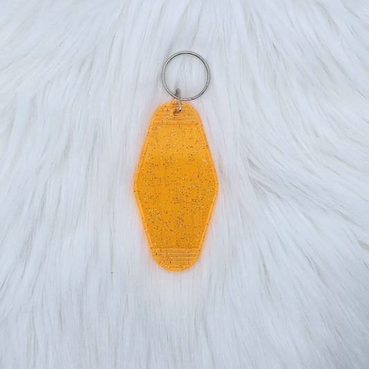 #27 - Neon orange glitter Motel Keyring