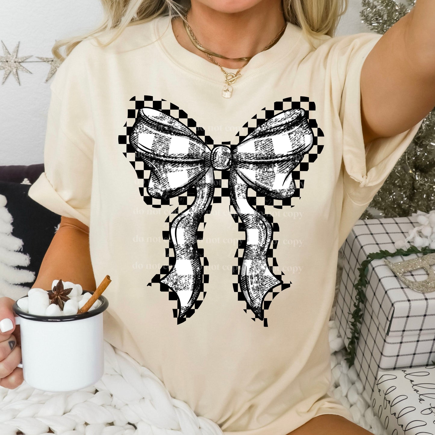 Black plaid bow | DTF TRANSFER