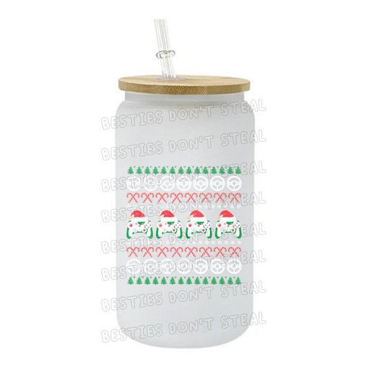 Candy cane gamer 3" / 7.62cm wide uvdtf single sticker (POD)