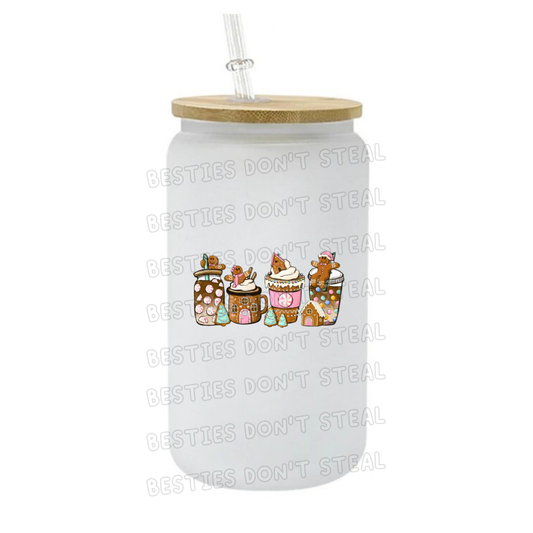 Christmas cups pink 3" / 7.62cm wide uvdtf single sticker (POD)