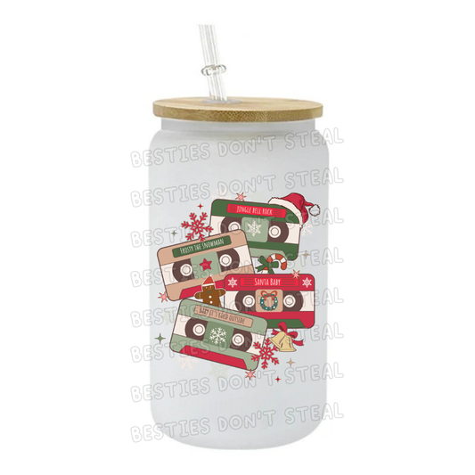 Christmas music tapes 3" / 7.62cm wide uvdtf single sticker (POD)