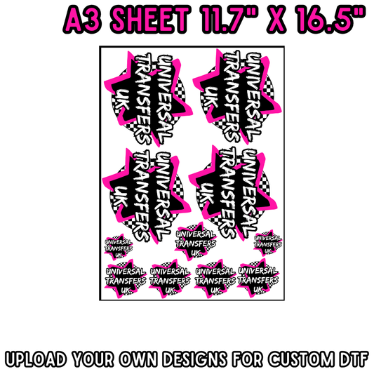 Custom DTF - A3 GANG SHEET - 11.7" X 16.5"