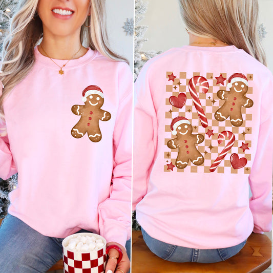 Festive Gingerbread man Pocket and Checkered back | DTF TRANSFER