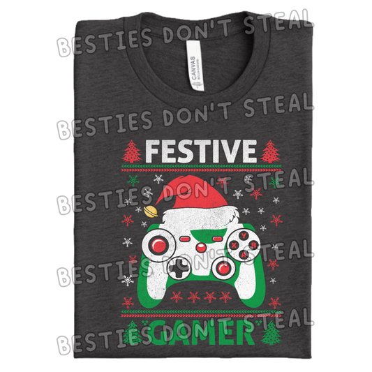 Festive gamer controller DTF Transfer (POD)