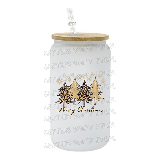 Gold Christmas trees 3" / 7.62cm wide uvdtf single sticker (POD)