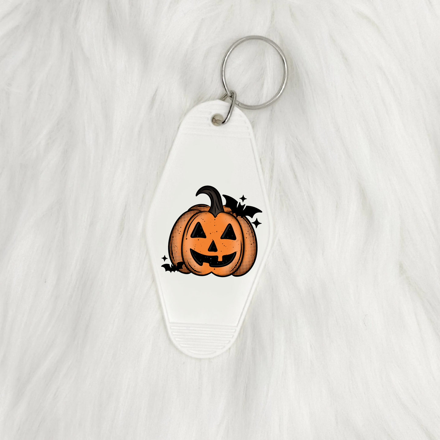 Halloween club textured pumpkin | UVDTF | Motel Keyring | POD