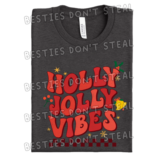 Holly jolly vibes red DTF Transfer (POD)