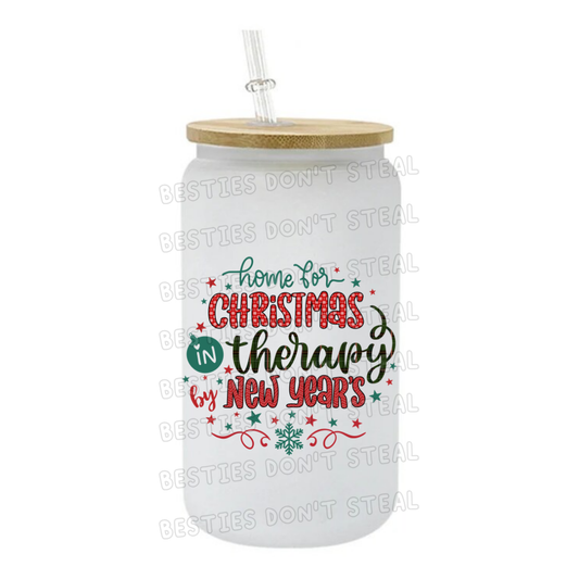 Home for Christmas in therapy by New Years 3" / 7.62cm wide uvdtf single sticker (POD)