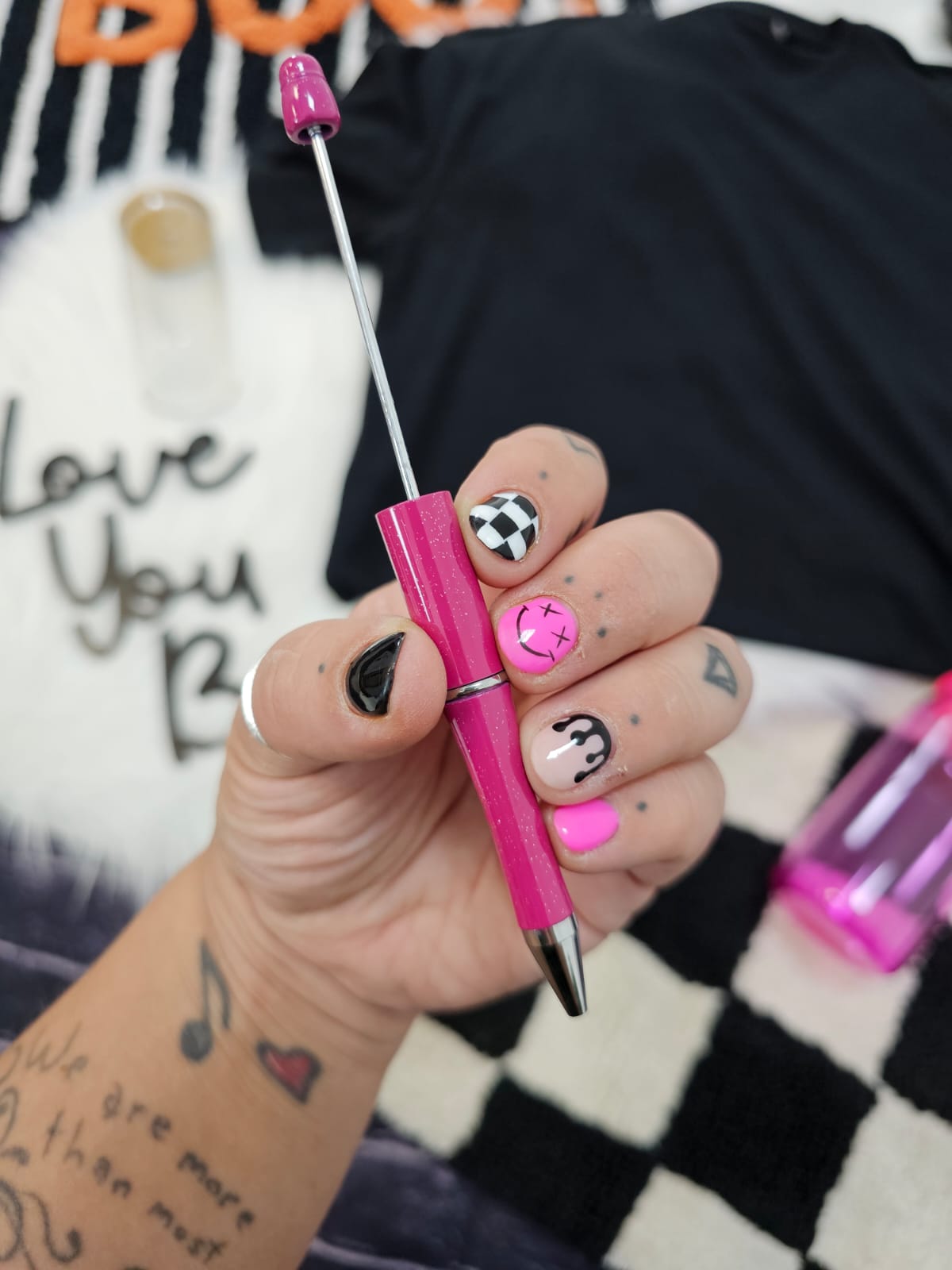 Hot Pink Metalic Glitter Collection  | Beadable Pen