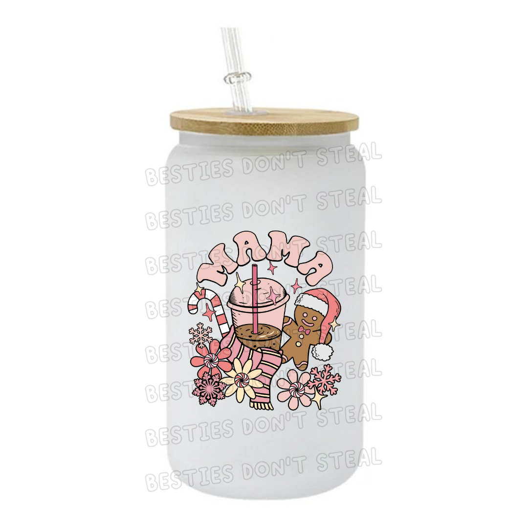 Hot chocolate mama Christmas 3" / 7.62cm wide uvdtf single sticker (POD)