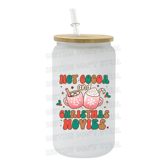 Hot cocoa & Christmas movies 3" / 7.62cm wide uvdtf single sticker (POD)