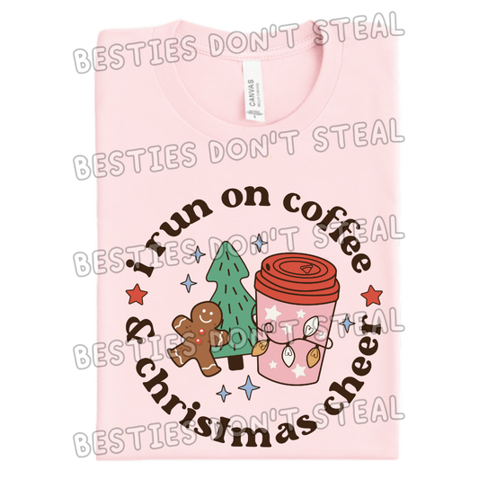 I run on coffee and Christmas cheer circle  DTF Transfer (POD)