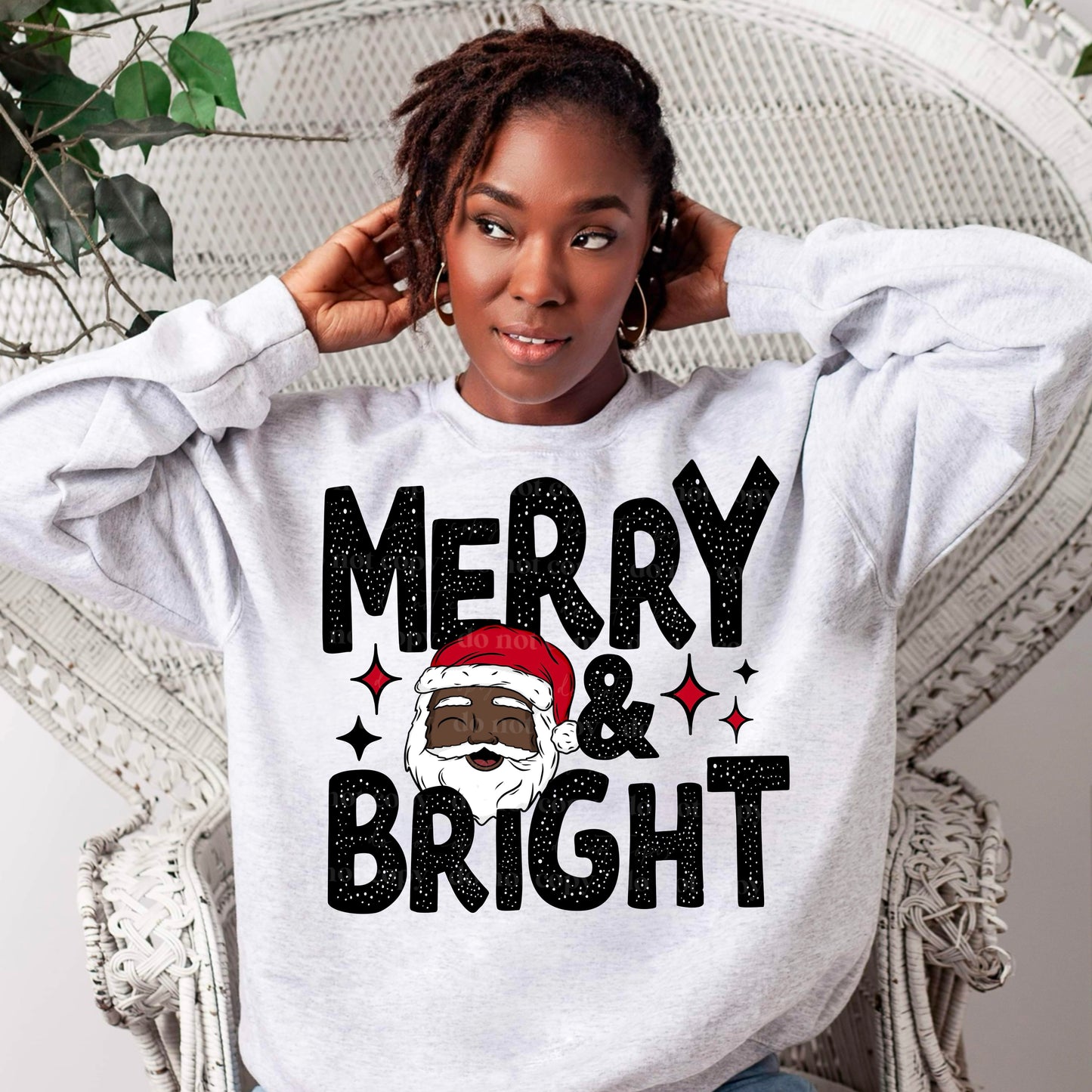 Merry & Bright Dark skin Santa | DTF TRANSFER