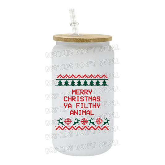 Merry christmas ya filthy animal 3" / 7.62cm wide uvdtf single sticker (POD)