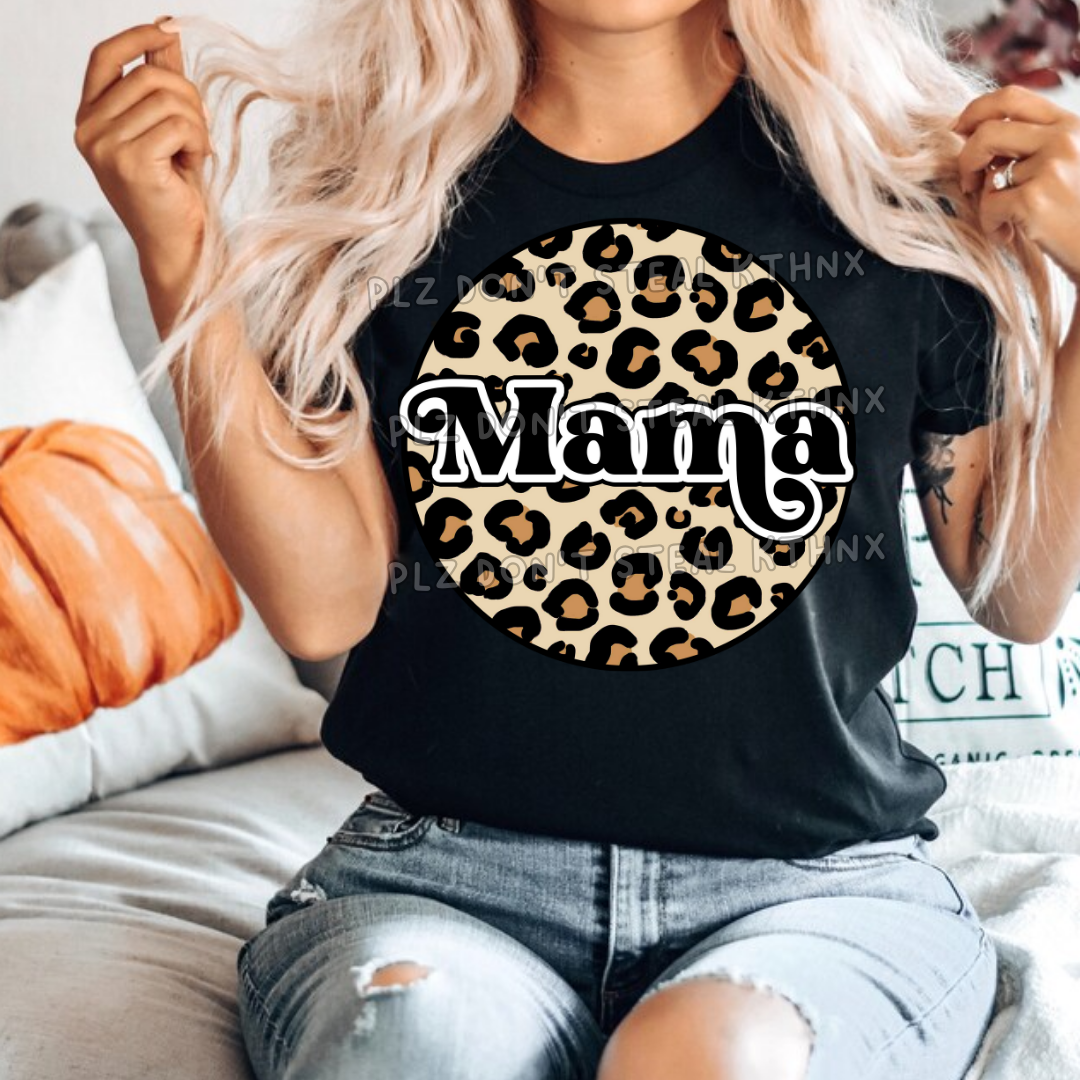 Retro Mama Leopard print circle T162