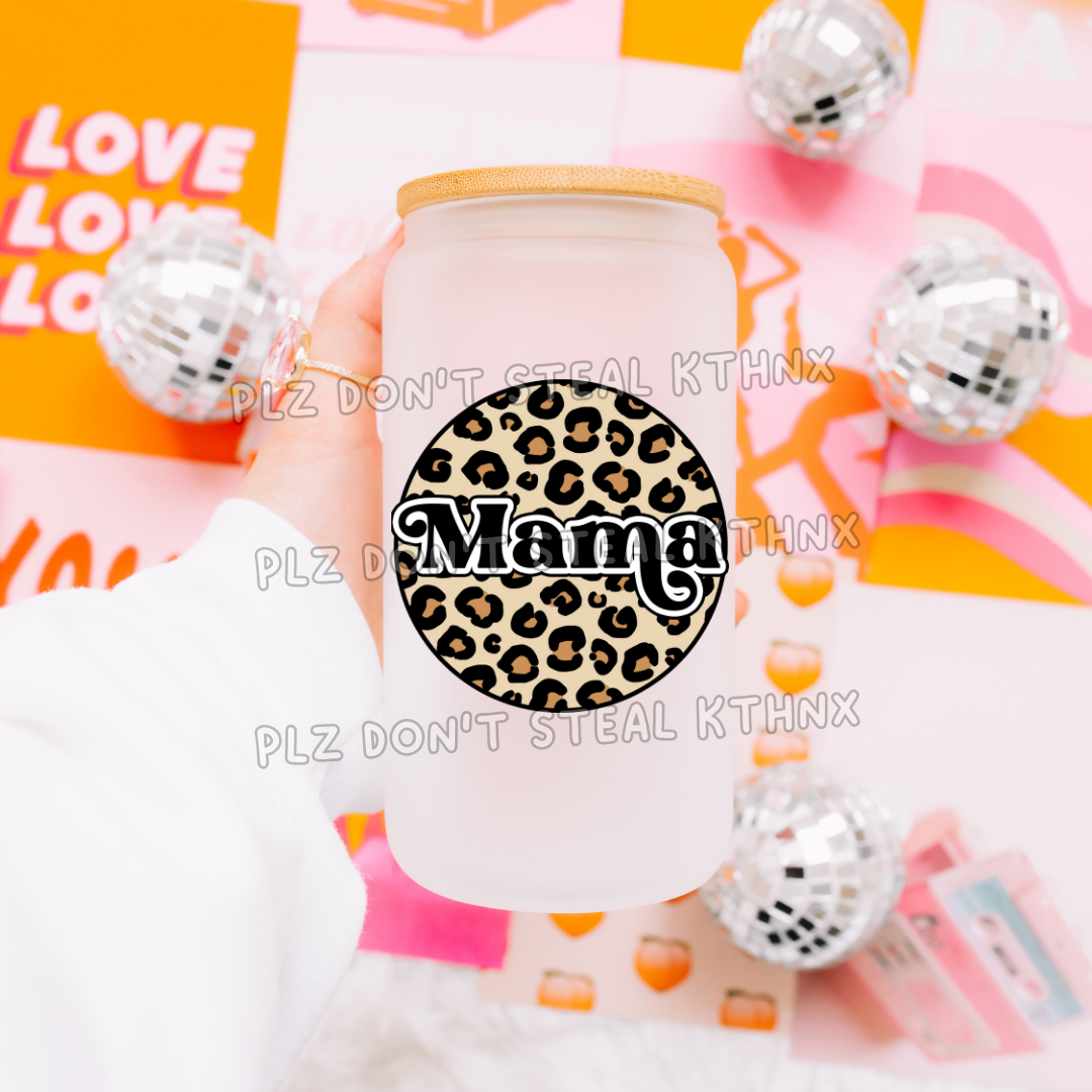 Retro Mama Leopard print circle T162