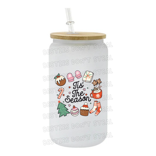 Retro Tis the season Christmas 3" / 7.62cm wide uvdtf single sticker (POD)