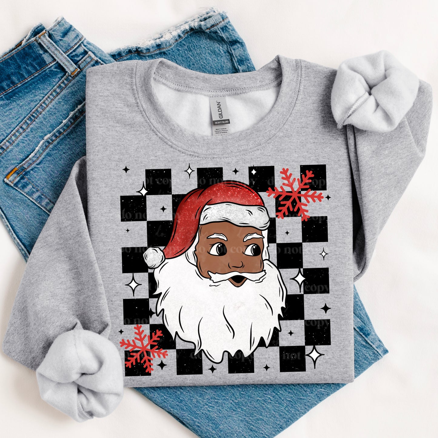 Santa checkered dark skin | DTF TRANSFER