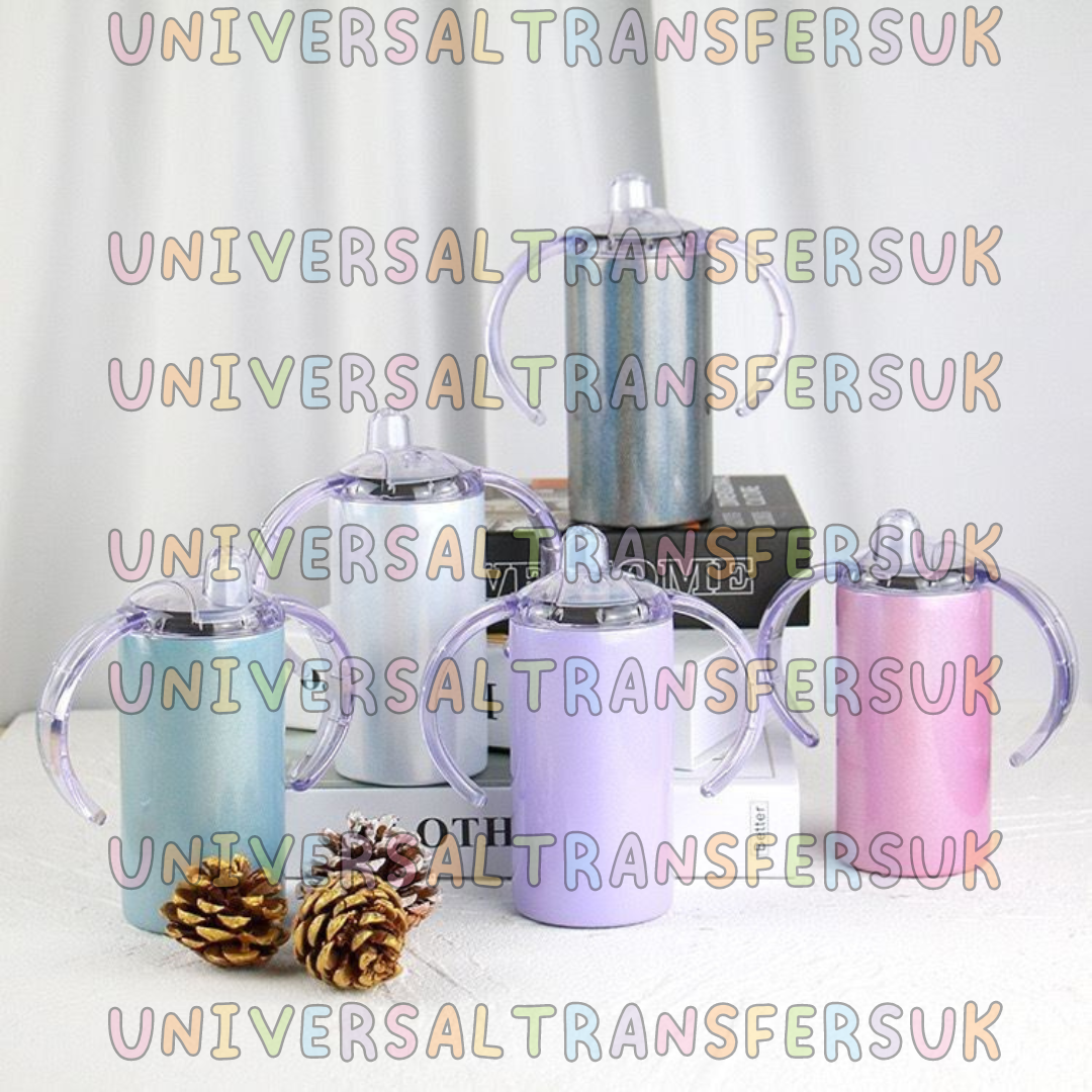 12oz Pearl white Sublimation Glitter Sippy Cup