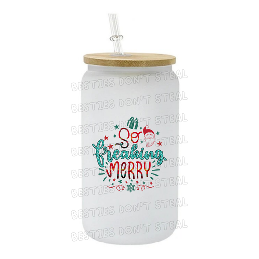 So freaking merry 3" / 7.62cm wide uvdtf single sticker (POD)