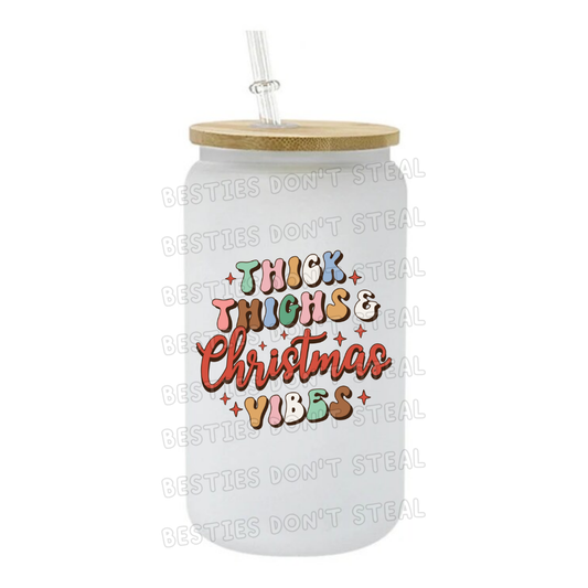 Thick thighs Christmas vibes  3" / 7.62cm wide uvdtf single sticker (POD)