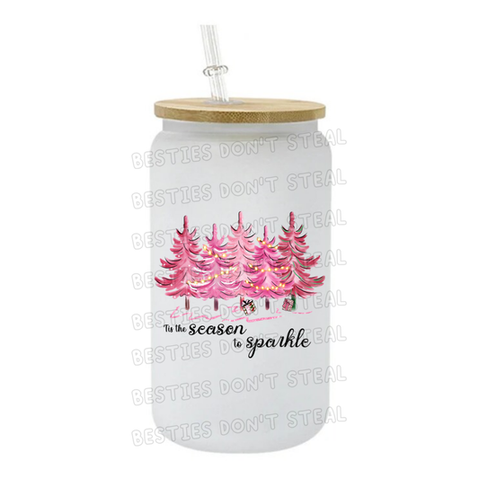 Tis The season to sparkle Christmas trees 3" / 7.62cm wide uvdtf single sticker (POD)