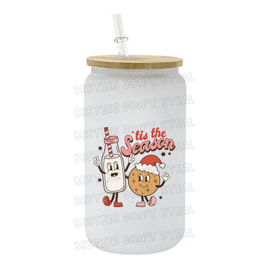 Tis the season Christmas milk & cookies 3" / 7.62cm wide uvdtf single sticker (POD)