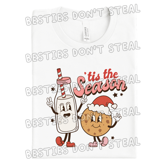 Tis the season Christmas milk & cookies DTF Transfer (POD)