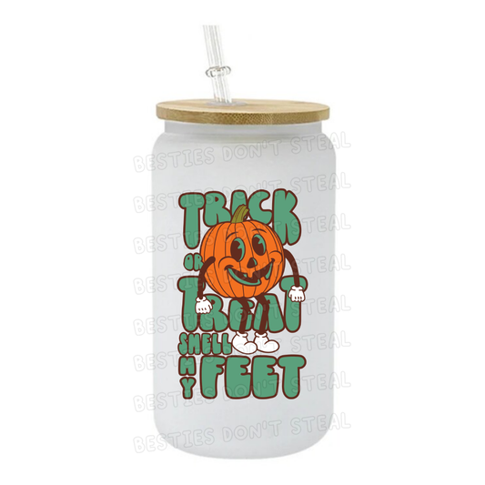 Trick or treat smell my feet retro 3" / 7.62cm wide uvdtf single sticker (POD)