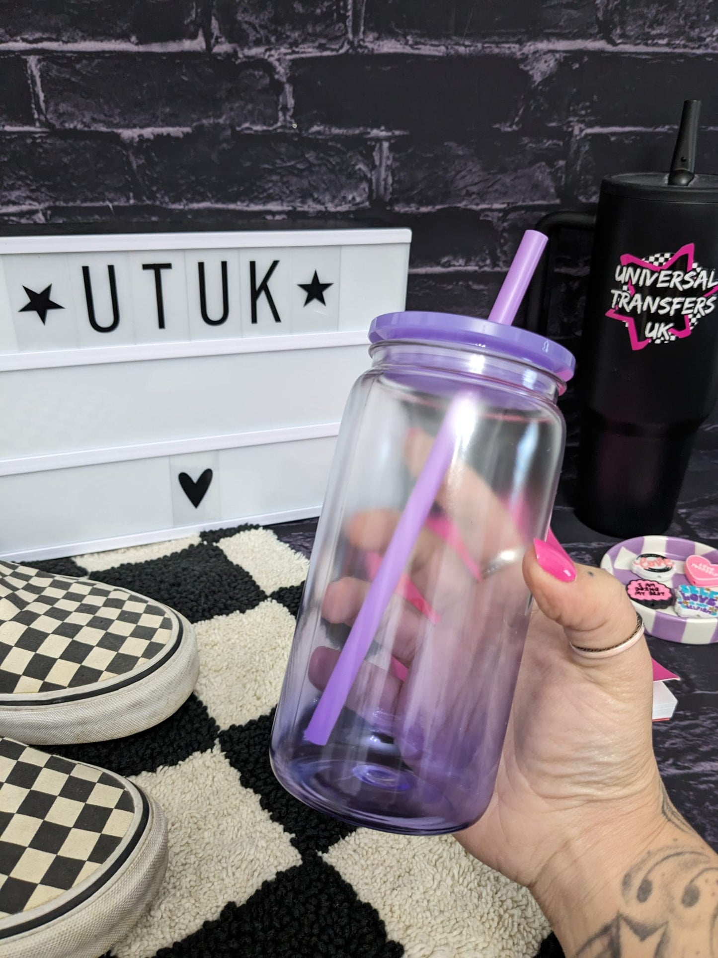 16oz - Acrylic clear to Purple Ombre Can