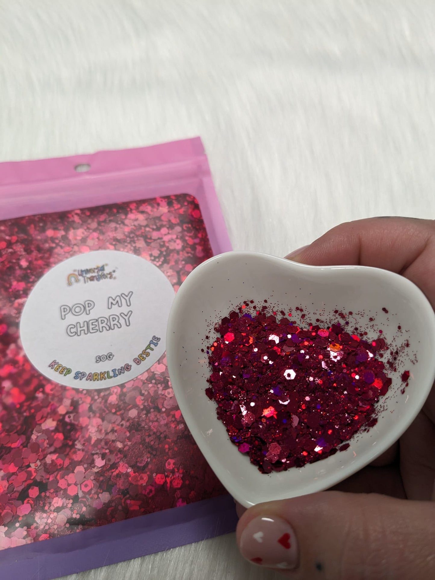 Pop my cherry 50g glitter pouch