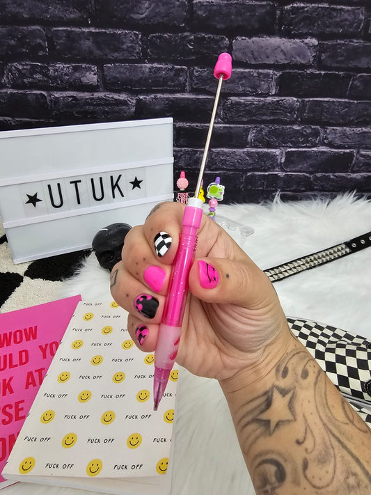 Hot pink with glitter | Beadable Pencil