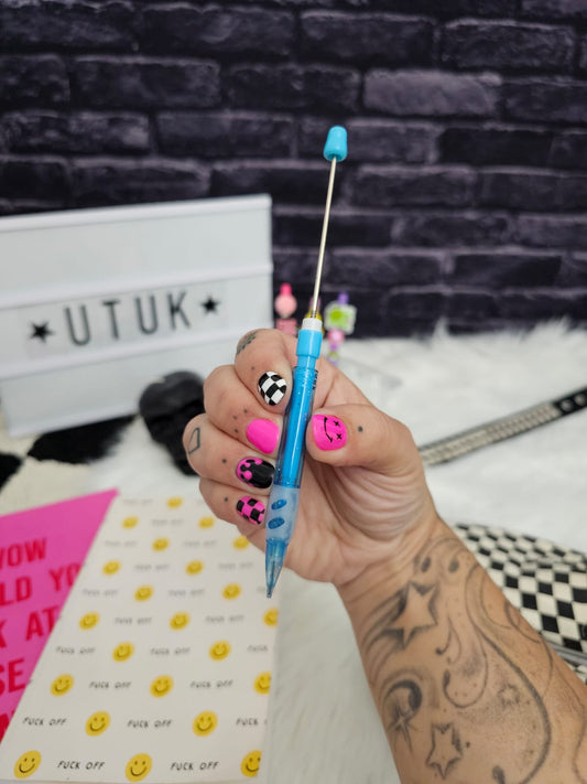 Blue with glitter | Beadable Pencil