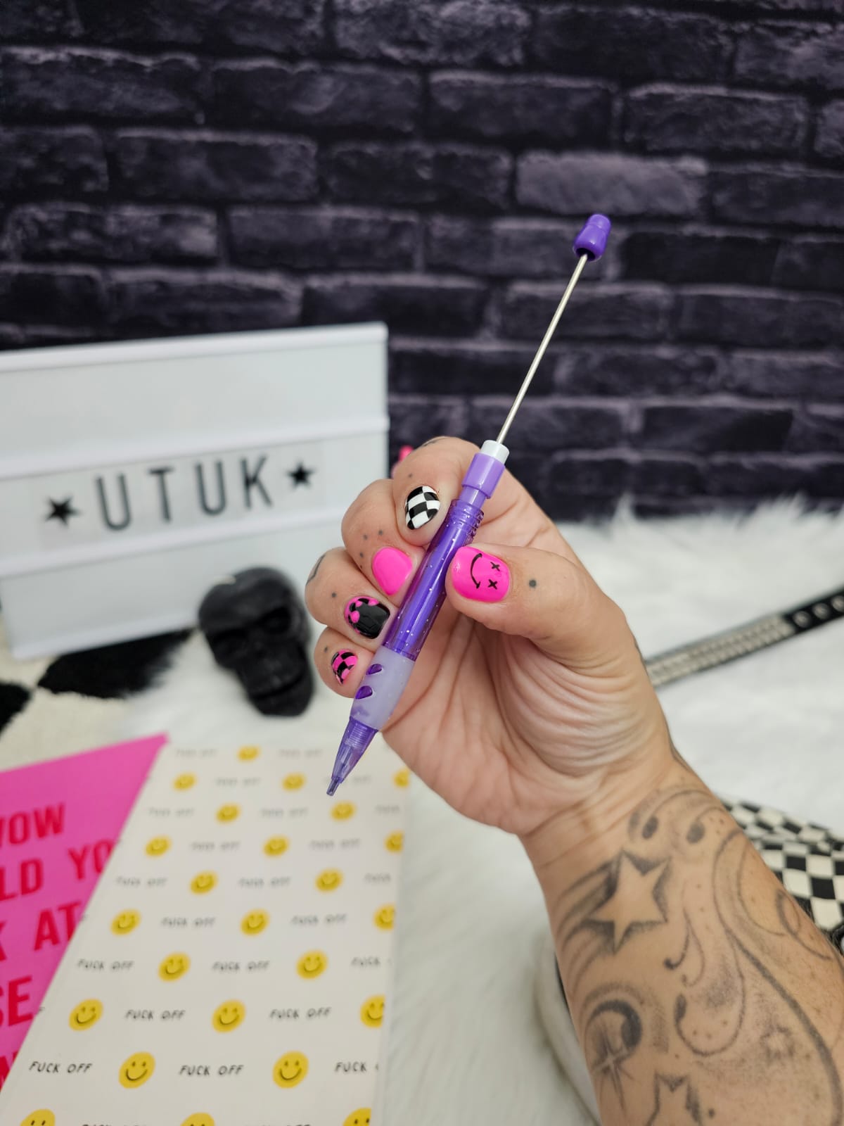 Purple with glitter | Beadable Pencil