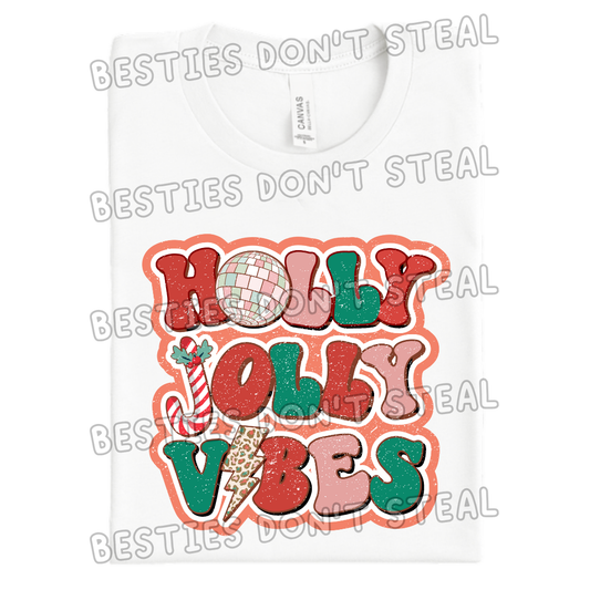 Holly jolly vibes distressed DTF Transfer (POD)